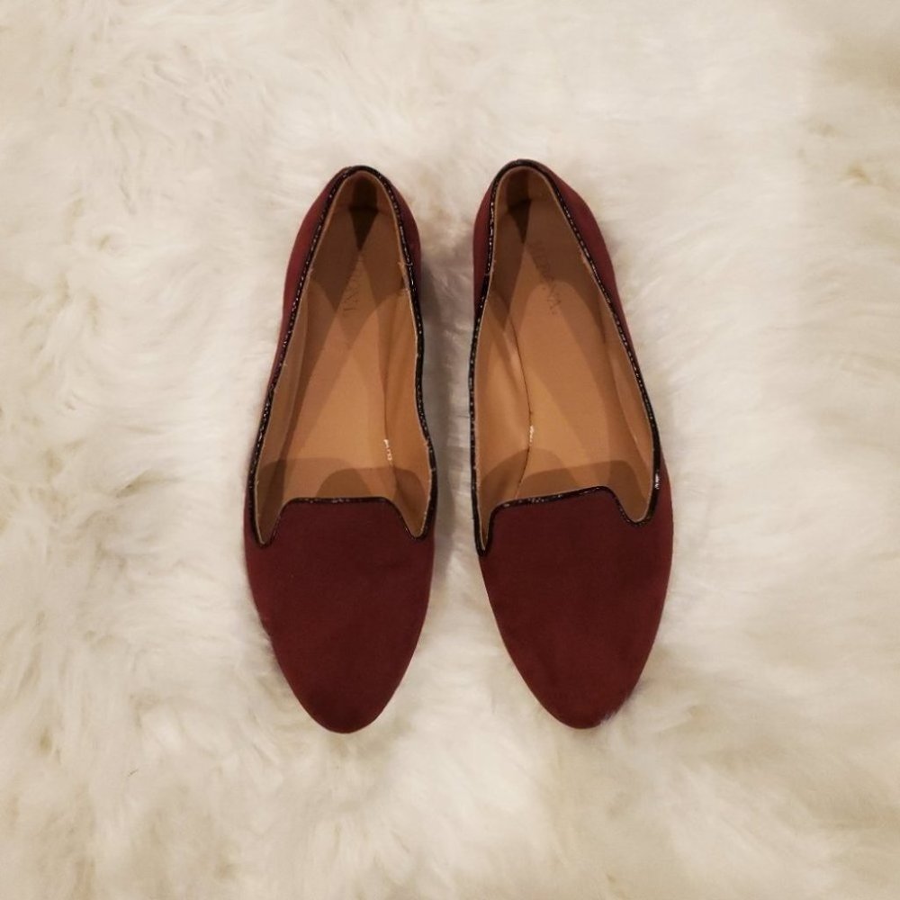 Burgundy Suede Pointed Flats size 7.5